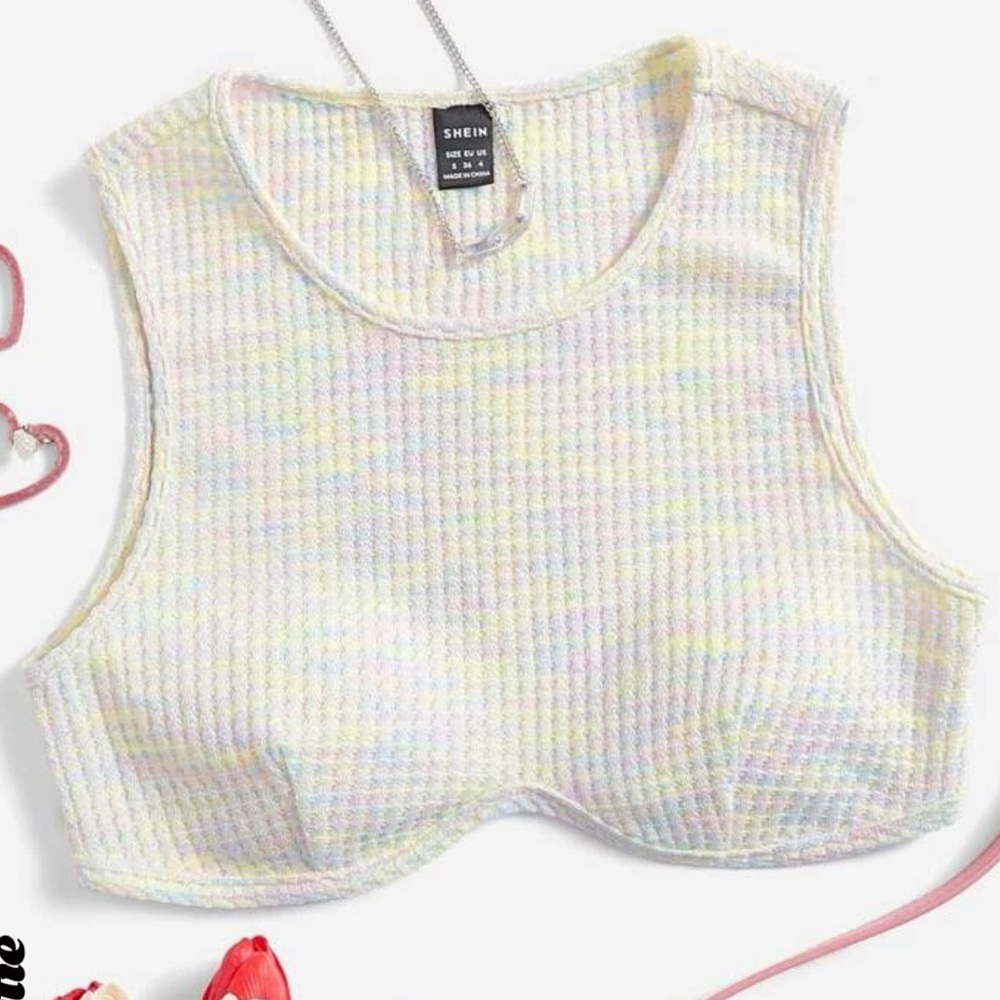 NWT Shein Pastel Knit Tie Dye Crop Top